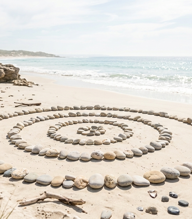 Espiral de rocas en la playa